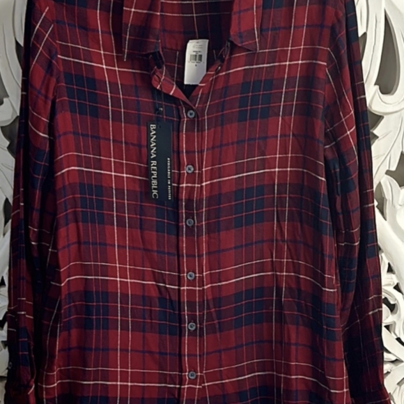 NEW BANANA REPUBLIC DILLON CLASSIC FIR PLAID BUTTON UP FLANNEL SMALL - Picture 8 of 15
